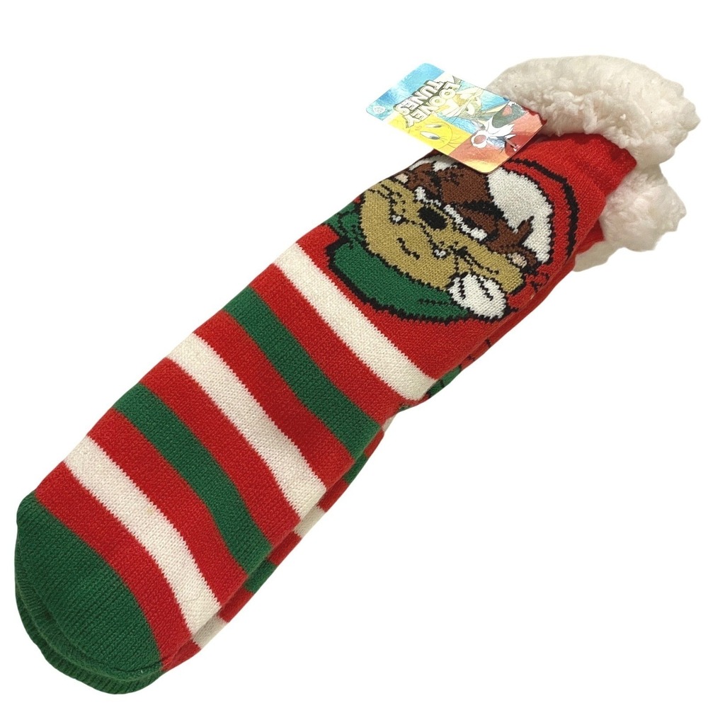 Looney Tunes Taz Sherpa Lined Socks Tasmanian Devil Christmas Holiday Winter